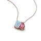 3 - Arika 0.95 ctw Emerald Shape Aquamarine with Pear Shape Pink Tourmaline Toi Et Moi Women Pendant Necklace 