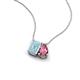 3 - Arika 0.95 ctw Emerald Shape Aquamarine with Pear Shape Pink Tourmaline Toi Et Moi Women Pendant Necklace 