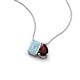 3 - Arika 1.05 ctw Emerald Shape Aquamarine with Pear Shape Red Garnet Toi Et Moi Women Pendant Necklace 