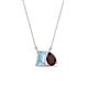 1 - Arika 1.05 ctw Emerald Shape Aquamarine with Pear Shape Red Garnet Toi Et Moi Women Pendant Necklace 