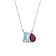 1 - Arika 1.05 ctw Emerald Shape Aquamarine with Pear Shape Rhodolite Garnet Toi Et Moi Women Pendant Necklace 