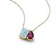 3 - Arika 1.05 ctw Emerald Shape Aquamarine with Pear Shape Rhodolite Garnet Toi Et Moi Women Pendant Necklace 