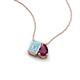 3 - Arika 1.05 ctw Emerald Shape Aquamarine with Pear Shape Rhodolite Garnet Toi Et Moi Women Pendant Necklace 