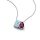 3 - Arika 1.05 ctw Emerald Shape Aquamarine with Pear Shape Rhodolite Garnet Toi Et Moi Women Pendant Necklace 