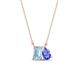 1 - Arika 0.95 ctw Emerald Shape Aquamarine with Pear Shape Tanzanite Toi Et Moi Women Pendant Necklace 