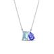 1 - Arika 0.95 ctw Emerald Shape Aquamarine with Pear Shape Tanzanite Toi Et Moi Women Pendant Necklace 