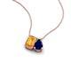 3 - Arika 1.00 ctw Emerald Shape Citrine with Pear Shape Created Blue Sapphire Toi Et Moi Women Pendant Necklace 