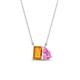 1 - Arika 1.00 ctw Emerald Shape Citrine with Pear Shape Created Pink Sapphire Toi Et Moi Women Pendant Necklace 