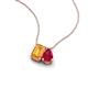 3 - Arika 1.00 ctw Emerald Shape Citrine with Pear Shape Created Ruby Toi Et Moi Women Pendant Necklace 