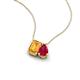 3 - Arika 1.00 ctw Emerald Shape Citrine with Pear Shape Created Ruby Toi Et Moi Women Pendant Necklace 