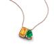 3 - Arika 0.88 ctw Emerald Shape Citrine with Pear Shape Created Emerald Toi Et Moi Women Pendant Necklace 
