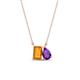 1 - Arika 0.95 ctw Emerald Shape Citrine with Pear Shape Amethyst Toi Et Moi Women Pendant Necklace 