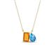 1 - Arika 1.05 ctw Emerald Shape Citrine with Pear Shape Blue Topaz Toi Et Moi Women Pendant Necklace 