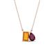 1 - Arika 1.10 ctw Emerald Shape Citrine with Pear Shape Rhodolite Garnet Toi Et Moi Women Pendant Necklace 