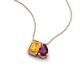 3 - Arika 1.10 ctw Emerald Shape Citrine with Pear Shape Rhodolite Garnet Toi Et Moi Women Pendant Necklace 