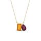 1 - Arika 1.10 ctw Emerald Shape Citrine with Pear Shape Rhodolite Garnet Toi Et Moi Women Pendant Necklace 