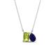 1 - Arika 1.15 ctw Emerald Shape Peridot with Pear Shape Created Blue Sapphire Toi Et Moi Women Pendant Necklace 