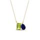 1 - Arika 1.15 ctw Emerald Shape Peridot with Pear Shape Created Blue Sapphire Toi Et Moi Women Pendant Necklace 