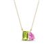 1 - Arika 1.15 ctw Emerald Shape Peridot with Pear Shape Created Pink Sapphire Toi Et Moi Women Pendant Necklace 