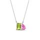 1 - Arika 1.15 ctw Emerald Shape Peridot with Pear Shape Created Pink Sapphire Toi Et Moi Women Pendant Necklace 