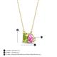4 - Arika 1.15 ctw Emerald Shape Peridot with Pear Shape Created Pink Sapphire Toi Et Moi Women Pendant Necklace 