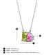 4 - Arika 1.15 ctw Emerald Shape Peridot with Pear Shape Created Pink Sapphire Toi Et Moi Women Pendant Necklace 
