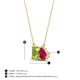 4 - Arika 1.15 ctw Emerald Shape Peridot with Pear Shape Created Ruby Toi Et Moi Women Pendant Necklace 