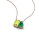 3 - Arika 1.03 ctw Emerald Shape Peridot with Pear Shape Created Emerald Toi Et Moi Women Pendant Necklace 