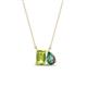 1 - Arika 1.19 ctw Emerald Shape Peridot with Pear Shape Created Alexandrite Toi Et Moi Women Pendant Necklace 