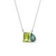 1 - Arika 1.19 ctw Emerald Shape Peridot with Pear Shape Created Alexandrite Toi Et Moi Women Pendant Necklace 