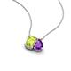 3 - Arika 1.10 ctw Emerald Shape Peridot with Pear Shape Amethyst Toi Et Moi Women Pendant Necklace 