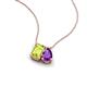 3 - Arika 1.10 ctw Emerald Shape Peridot with Pear Shape Amethyst Toi Et Moi Women Pendant Necklace 