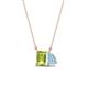 1 - Arika 1.05 ctw Emerald Shape Peridot with Pear Shape Aquamarine Toi Et Moi Women Pendant Necklace 