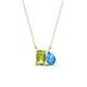 1 - Arika 1.20 ctw Emerald Shape Peridot with Pear Shape Blue Topaz Toi Et Moi Women Pendant Necklace 
