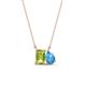 1 - Arika 1.20 ctw Emerald Shape Peridot with Pear Shape Blue Topaz Toi Et Moi Women Pendant Necklace 