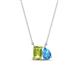 1 - Arika 1.20 ctw Emerald Shape Peridot with Pear Shape Blue Topaz Toi Et Moi Women Pendant Necklace 