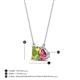 4 - Arika 1.15 ctw Emerald Shape Peridot with Pear Shape Pink Tourmaline Toi Et Moi Women Pendant Necklace 