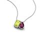 3 - Arika 1.25 ctw Emerald Shape Peridot with Pear Shape Rhodolite Garnet Toi Et Moi Women Pendant Necklace 