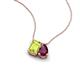 3 - Arika 1.25 ctw Emerald Shape Peridot with Pear Shape Rhodolite Garnet Toi Et Moi Women Pendant Necklace 