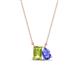 1 - Arika 1.15 ctw Emerald Shape Peridot with Pear Shape Tanzanite Toi Et Moi Women Pendant Necklace 