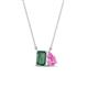 1 - Arika 1.26 ctw Emerald Shape Created Alexandrite with Pear Shape Created Pink Sapphire Toi Et Moi Women Pendant Necklace 