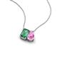 3 - Arika 1.26 ctw Emerald Shape Created Alexandrite with Pear Shape Created Pink Sapphire Toi Et Moi Women Pendant Necklace 