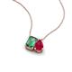 3 - Arika 1.26 ctw Emerald Shape Created Alexandrite with Pear Shape Created Ruby Toi Et Moi Women Pendant Necklace 
