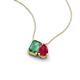 3 - Arika 1.26 ctw Emerald Shape Created Alexandrite with Pear Shape Created Ruby Toi Et Moi Women Pendant Necklace 