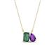 1 - Arika 1.21 ctw Emerald Shape Created Alexandrite with Pear Shape Amethyst Toi Et Moi Women Pendant Necklace 