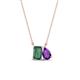 1 - Arika 1.21 ctw Emerald Shape Created Alexandrite with Pear Shape Amethyst Toi Et Moi Women Pendant Necklace 
