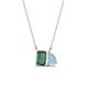 1 - Arika 1.16 ctw Emerald Shape Created Alexandrite with Pear Shape Aquamarine Toi Et Moi Women Pendant Necklace 