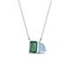 1 - Arika 1.16 ctw Emerald Shape Created Alexandrite with Pear Shape Aquamarine Toi Et Moi Women Pendant Necklace 