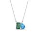 1 - Arika 1.31 ctw Emerald Shape Created Alexandrite with Pear Shape Blue Topaz Toi Et Moi Women Pendant Necklace 