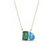 1 - Arika 1.31 ctw Emerald Shape Created Alexandrite with Pear Shape Blue Topaz Toi Et Moi Women Pendant Necklace 